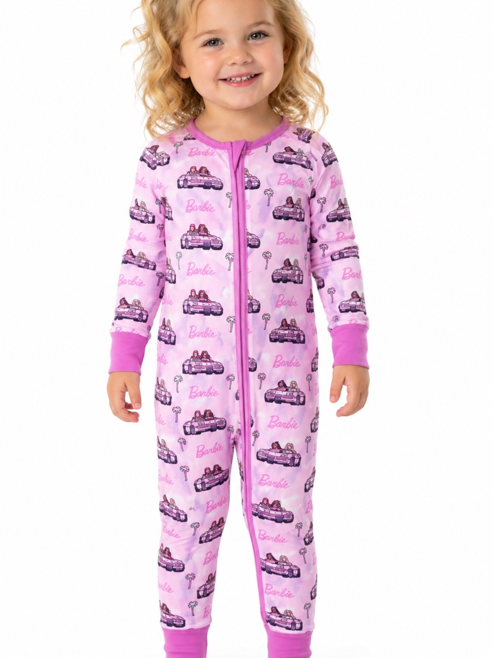 Posh Peanut Pink Barbie Organic Bamboo Zipper Pajamas